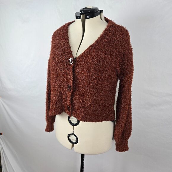 Shein Cardigan Women's One Size (large) Copper Button Closure Long Sleeve V-Neck - Picture 11 of 16